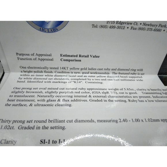 14kt Gold Flower Ruby 5.85ct Dimond Ring 1.38ct - Picture 8 of 8